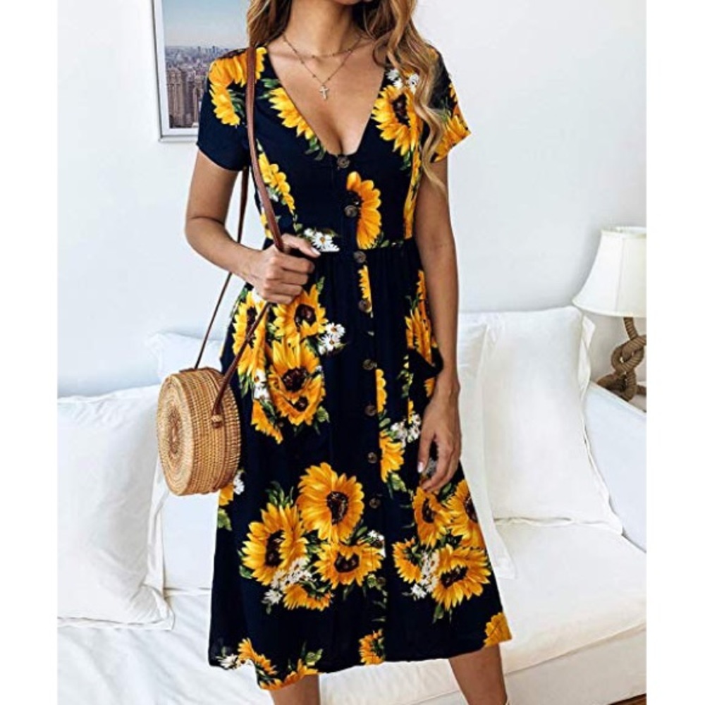 🌻ANALISA Womens Sunflower Summer Dress🌻 - Picture 2 of 2